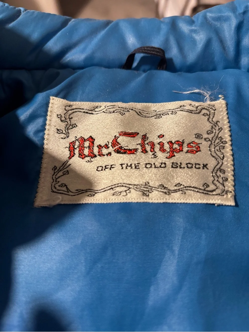 Vtg 1960’-70’s Mr. Chips Off The Old Block Blue Quilted Puffer Vest Y Sz 8-10